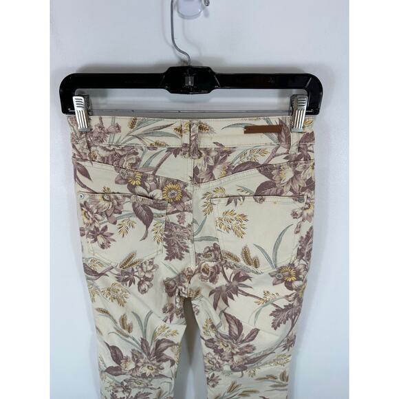 Anthropologie Floral Boot Cut Jeans - Cream and Brown - Picture 11 of 13
